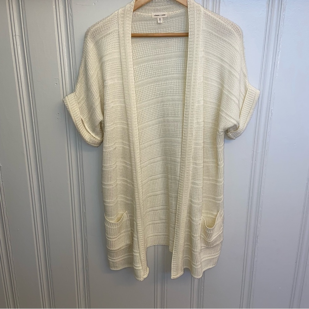 Silence + Noise Cream Pocket Long Open Cardigan Womens medium